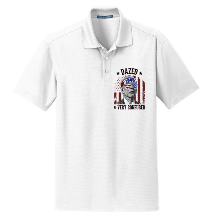 Dazed And Very Confused Biden Funny 4th Of July Dry Zone Grid Polo