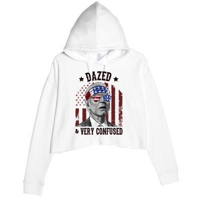 Dazed And Very Confused Biden Funny 4th Of July Crop Fleece Hoodie