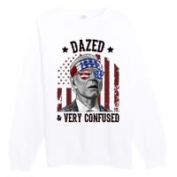 Dazed And Very Confused Biden Funny 4th Of July Premium Crewneck Sweatshirt