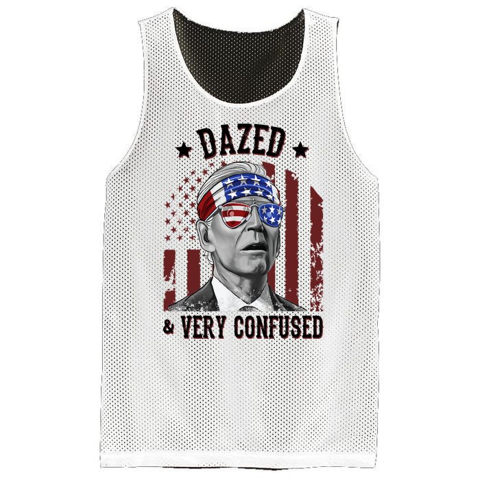 Dazed And Very Confused Biden Funny 4th Of July Mesh Reversible Basketball Jersey Tank