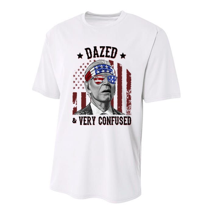 Dazed And Very Confused Biden Funny 4th Of July Youth Performance Sprint T-Shirt