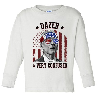 Dazed And Very Confused Biden Funny 4th Of July Toddler Long Sleeve Shirt