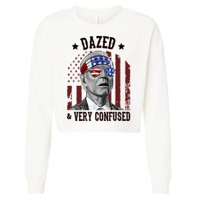 Dazed And Very Confused Biden Funny 4th Of July Cropped Pullover Crew