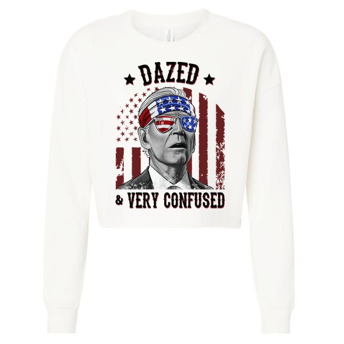 Dazed And Very Confused Biden Funny 4th Of July Cropped Pullover Crew