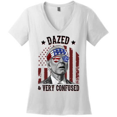Dazed And Very Confused Biden Funny 4th Of July Women's V-Neck T-Shirt
