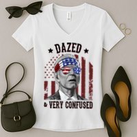 Dazed And Very Confused Biden Funny 4th Of July Women's V-Neck T-Shirt