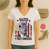 Dazed And Very Confused Biden Funny 4th Of July Women's V-Neck T-Shirt