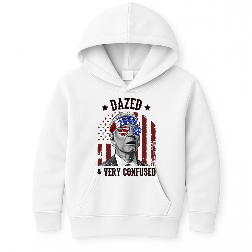 Dazed And Very Confused Biden Funny 4th Of July Kids Hoodie