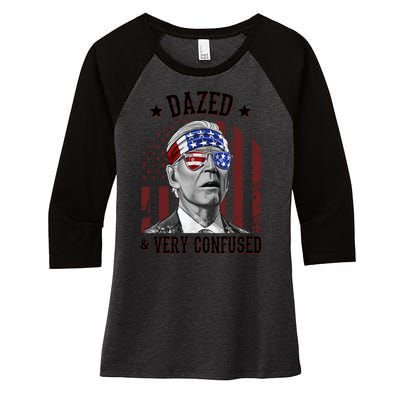 Dazed And Very Confused Biden Funny 4th Of July Women's Tri-Blend 3/4-Sleeve Raglan Shirt