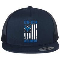 DD214 Alumni Veteran Vintage American Flag Flat Bill Trucker Hat