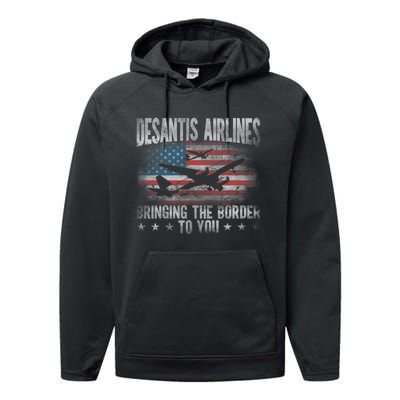 Desantis Airlines Vintage Shirt Bringing The Border To You Performance Fleece Hoodie