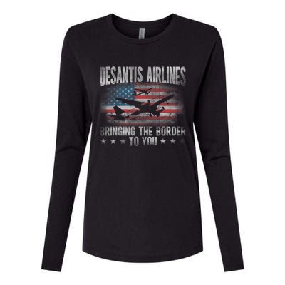 Desantis Airlines Vintage Shirt Bringing The Border To You Womens Cotton Relaxed Long Sleeve T-Shirt