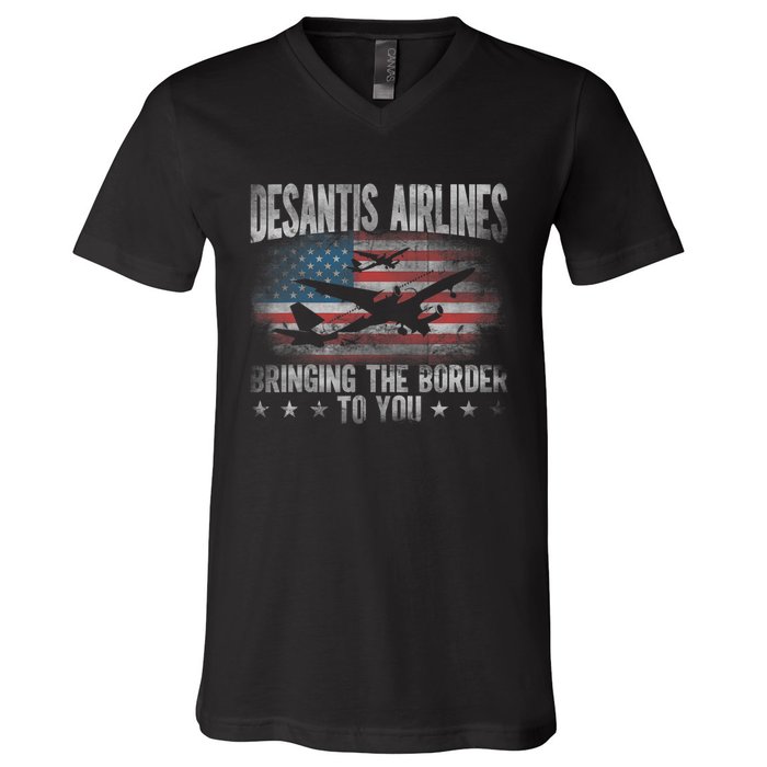 Desantis Airlines Vintage Shirt Bringing The Border To You V-Neck T-Shirt