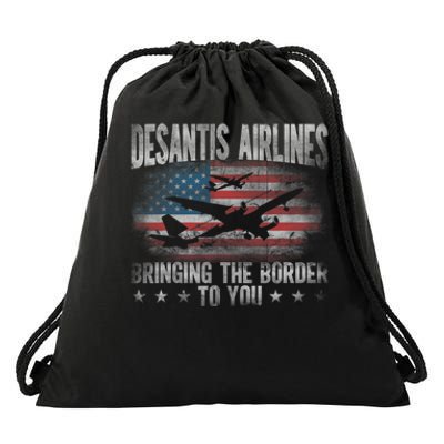 Desantis Airlines Vintage Shirt Bringing The Border To You Drawstring Bag