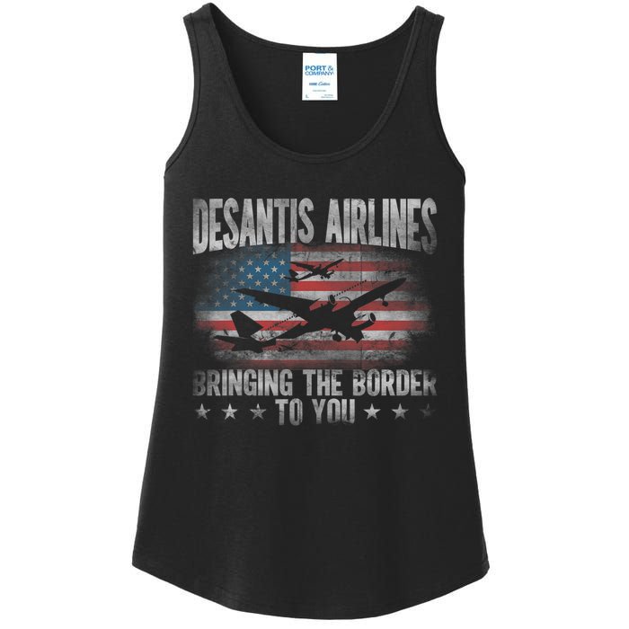 Desantis Airlines Vintage Shirt Bringing The Border To You Ladies Essential Tank