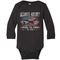 Desantis Airlines Vintage Shirt Bringing The Border To You Baby Long Sleeve Bodysuit