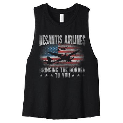 Desantis Airlines Vintage Shirt Bringing The Border To You Women's Racerback Cropped Tank