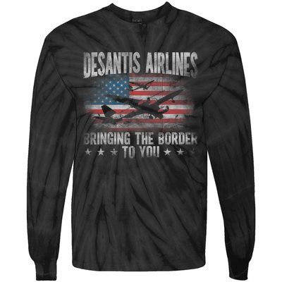 Desantis Airlines Vintage Shirt Bringing The Border To You Tie-Dye Long Sleeve Shirt