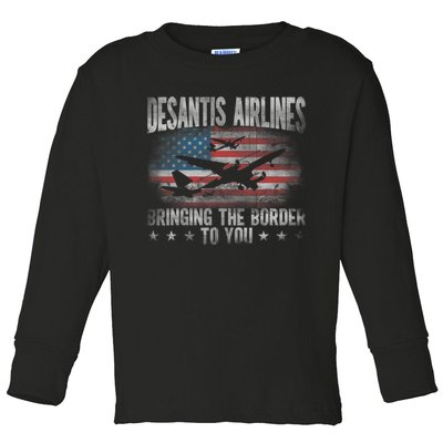 Desantis Airlines Vintage Shirt Bringing The Border To You Toddler Long Sleeve Shirt