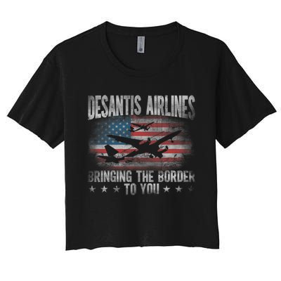 Desantis Airlines Vintage Shirt Bringing The Border To You Women's Crop Top Tee