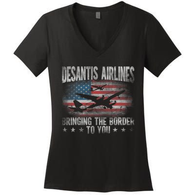 Desantis Airlines Vintage Shirt Bringing The Border To You Women's V-Neck T-Shirt