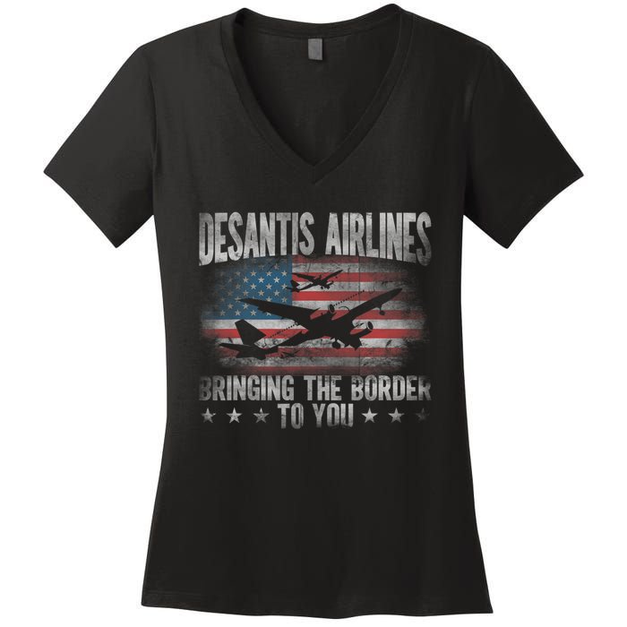 Desantis Airlines Vintage Shirt Bringing The Border To You Women's V-Neck T-Shirt