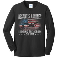 Desantis Airlines Vintage Shirt Bringing The Border To You Kids Long Sleeve Shirt