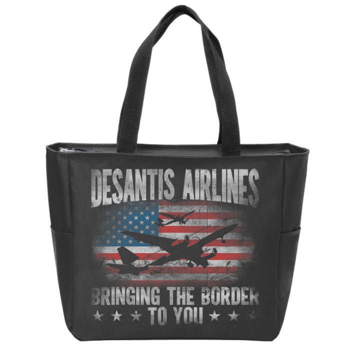 Desantis Airlines Vintage Shirt Bringing The Border To You Zip Tote Bag