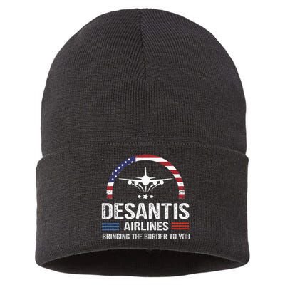 Desantis Airlines Vintage Bringing The Border To You Sustainable Knit Beanie