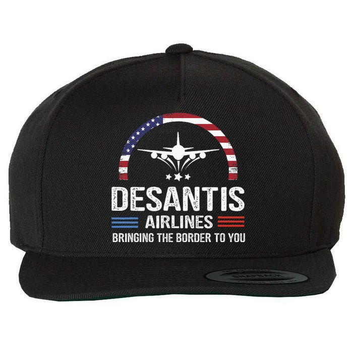 Desantis Airlines Vintage Bringing The Border To You Wool Snapback Cap