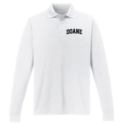 Doane Arch Vintage College Athletic Sport Performance Long Sleeve Polo