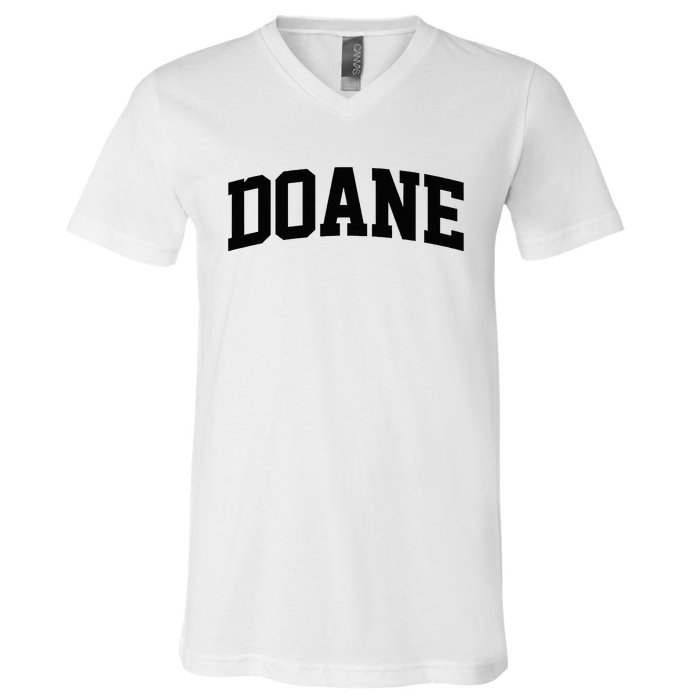 Doane Arch Vintage College Athletic Sport V-Neck T-Shirt