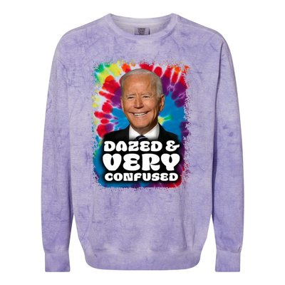 Dazed And Very Confused Joe Biden Hippie Colorblast Crewneck Sweatshirt