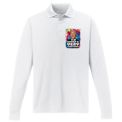 Dazed And Very Confused Joe Biden Hippie Performance Long Sleeve Polo