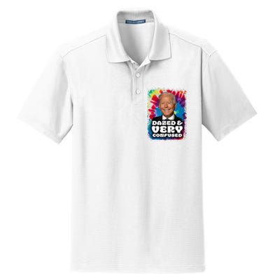 Dazed And Very Confused Joe Biden Hippie Dry Zone Grid Polo