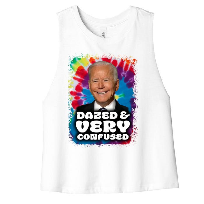 Dazed And Very Confused Joe Biden Hippie Women's Racerback Cropped Tank