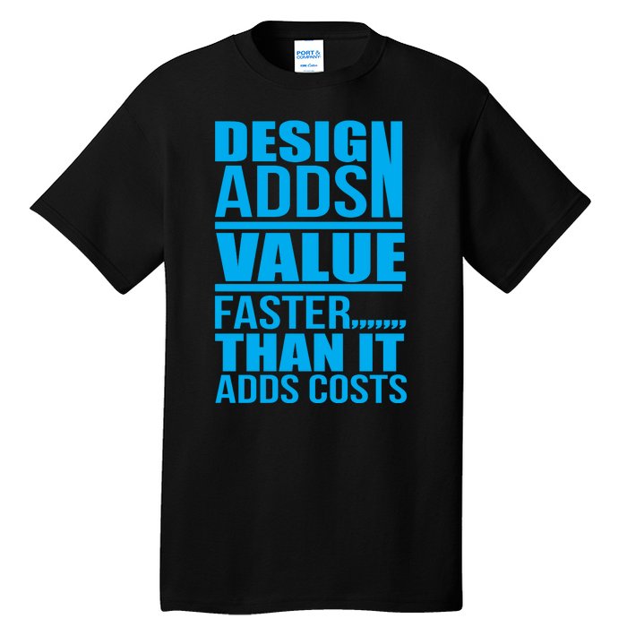 Design Adds Value Faster Than It Adds Costs Tall T-Shirt