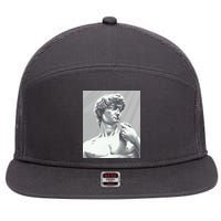 David Statue 7 Panel Mesh Trucker Snapback Hat