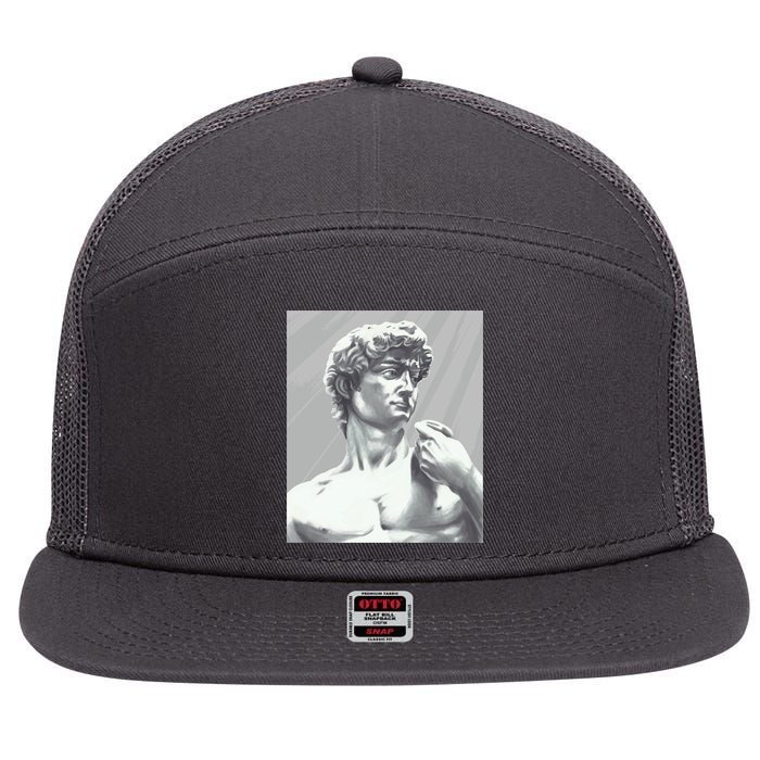 David Statue 7 Panel Mesh Trucker Snapback Hat