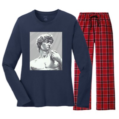 David Statue Women's Long Sleeve Flannel Pajama Set 