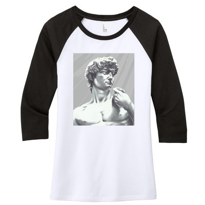 David Statue Women's Tri-Blend 3/4-Sleeve Raglan Shirt