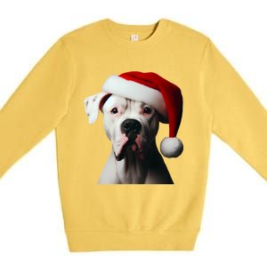 Dogo Argentino With Santa Hat Christmas Dog Owner Lover Mom Great Gift Premium Crewneck Sweatshirt