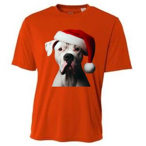 Dogo Argentino With Santa Hat Christmas Dog Owner Lover Mom Great Gift Cooling Performance Crew T-Shirt