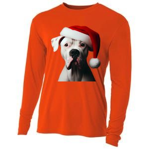 Dogo Argentino With Santa Hat Christmas Dog Owner Lover Mom Great Gift Cooling Performance Long Sleeve Crew