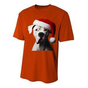 Dogo Argentino With Santa Hat Christmas Dog Owner Lover Mom Great Gift Performance Sprint T-Shirt