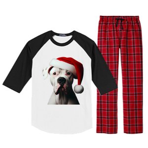 Dogo Argentino With Santa Hat Christmas Dog Owner Lover Mom Great Gift Raglan Sleeve Pajama Set