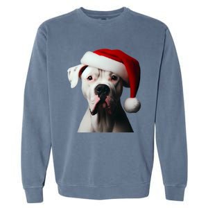 Dogo Argentino With Santa Hat Christmas Dog Owner Lover Mom Great Gift Garment-Dyed Sweatshirt