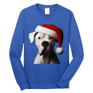 Dogo Argentino With Santa Hat Christmas Dog Owner Lover Mom Great Gift Long Sleeve Shirt