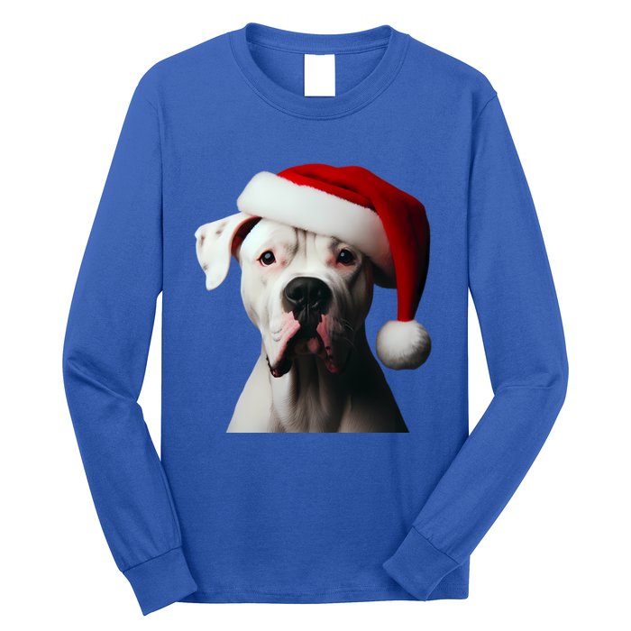 Dogo Argentino With Santa Hat Christmas Dog Owner Lover Mom Great Gift Long Sleeve Shirt