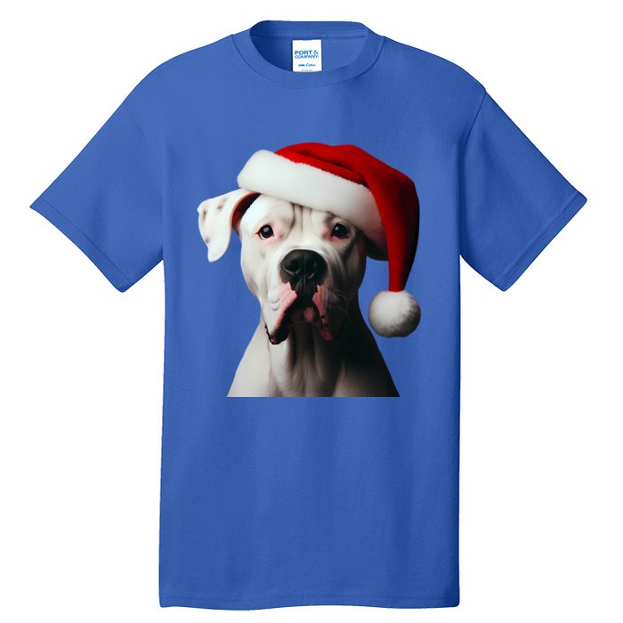 Dogo Argentino With Santa Hat Christmas Dog Owner Lover Mom Great Gift Tall T-Shirt